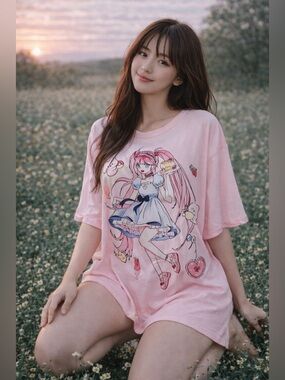 Sugar + Sakura Harajuku Kawaii Anime oversized japan cartoon girl Loose T-Shirt